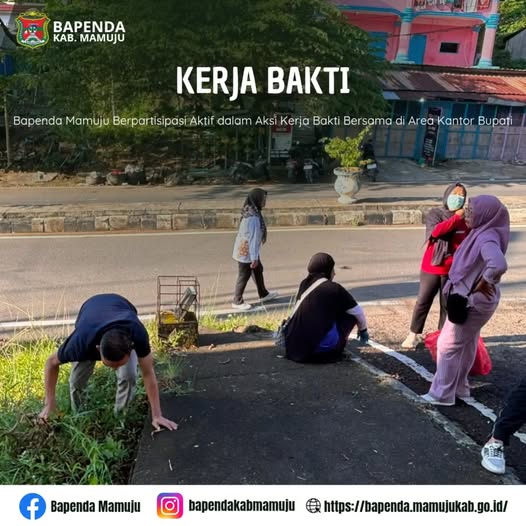 Bapenda Mamuju Berpartisipasi Aktif dalam Aksi Kerja Bakti Bersama di Area Kantor Bupati