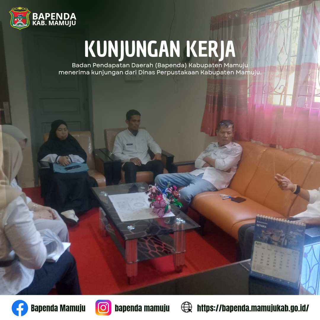 Badan Pendapatan Daerah (Bapenda) Kabupaten Mamuju menerima kunjungan dari Dinas Perpustakaan Kabupaten Mamuju
